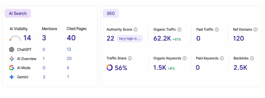 Delivered website interface